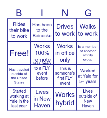 Yale FLY Monthly Social - October Bingo Card