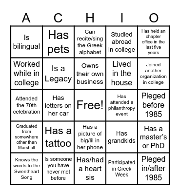 Untitled Bingo Card