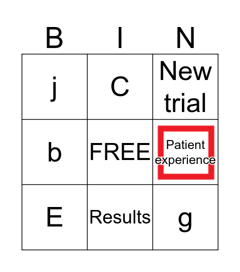 Clinical Trials Bingo Card