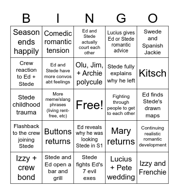 End of OFMD Season 2 Bingo Card