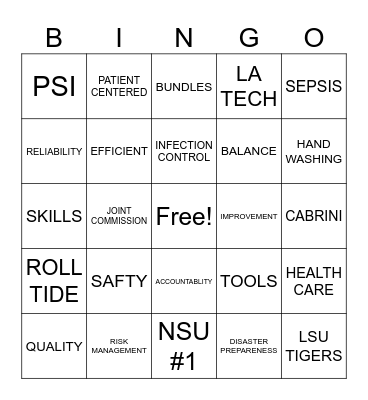 QUALITY WEEK BINGO Card