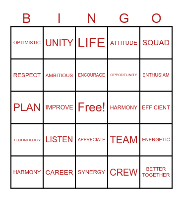 Teamwork Bingo Card
