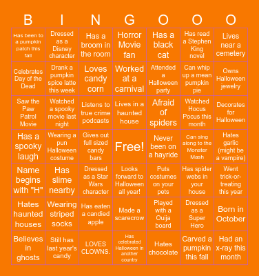 Spooky Bingo Card