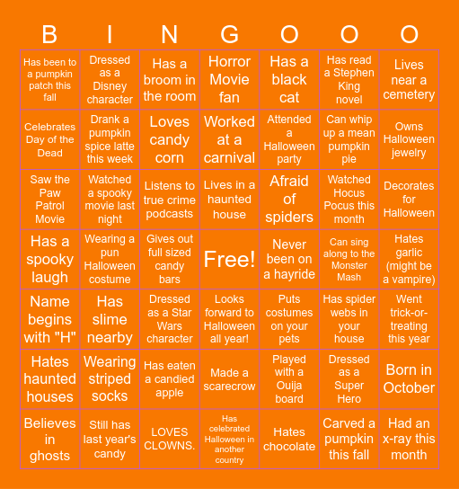 Spooky Bingo Card