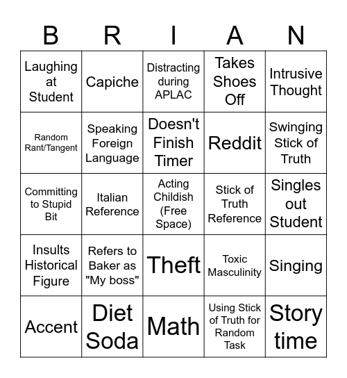 Larsen Bingo Card