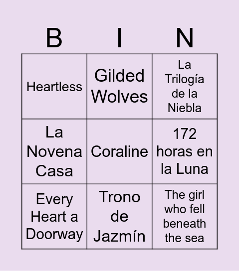 TBR Bingo Card