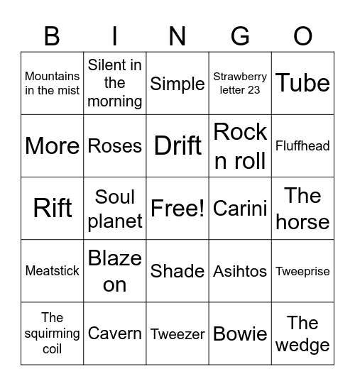 Chicago Phish 2023 Bingo Card