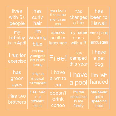 Find Someone Who... Bingo Card