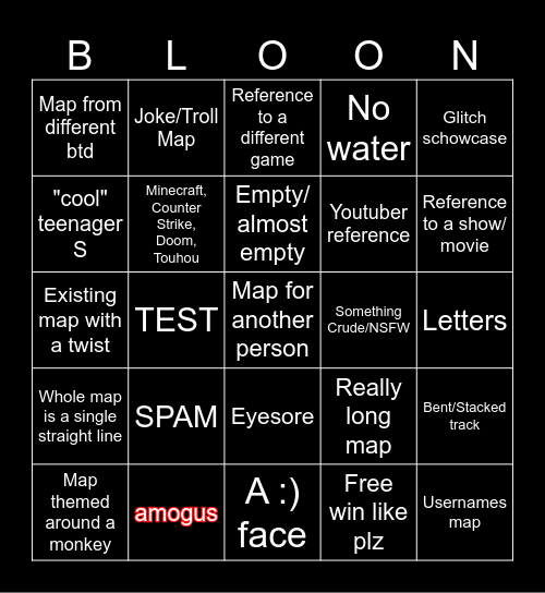 Bloons td6 Bingo Card