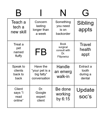 Dr. Treat Doctor Bingo Card