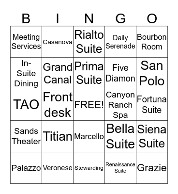 V | P BINGO Card