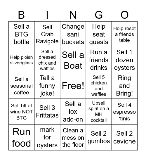 Brunch Bingo Card