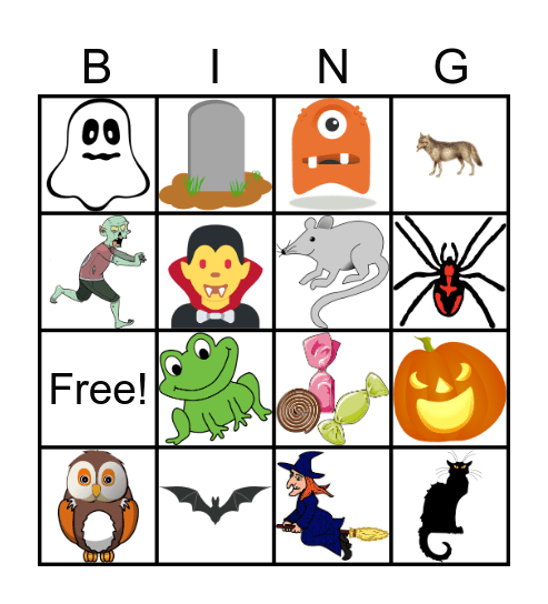 L'Halloween (junior) Bingo Card