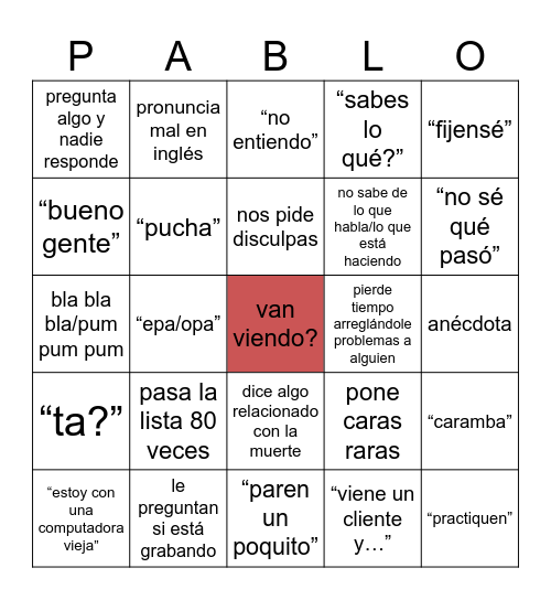 HHII Zoom edition! Bingo Card