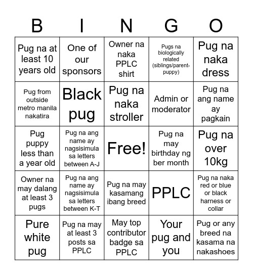 PPLC Bingo Card