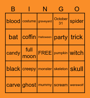 HALLOWEEN Bingo Card