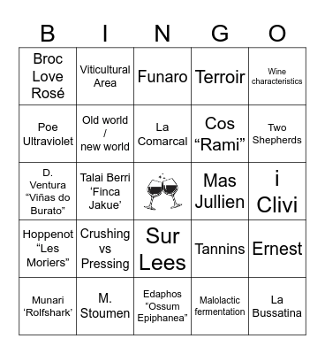 V    I     N    O Bingo Card