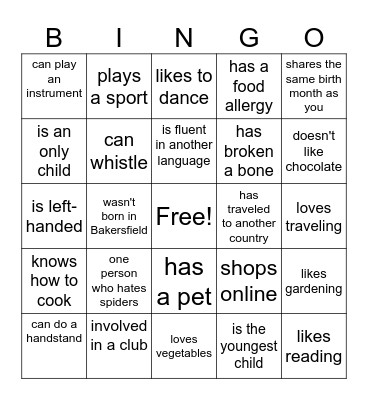 Find Someone Who... Bingo Card