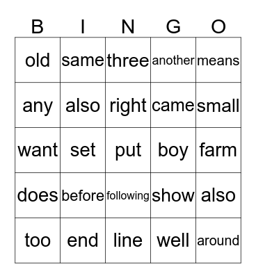 Bingo Card