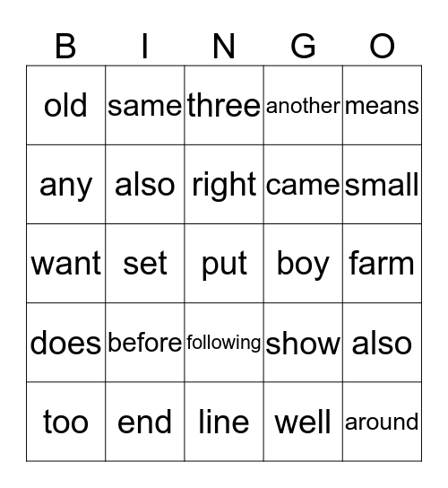Bingo Card