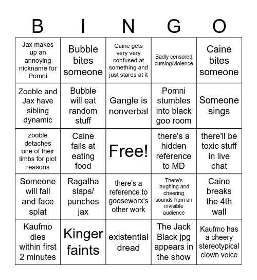 TADC pilot bingo Card