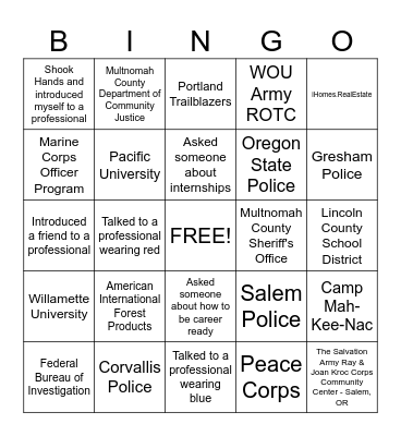 Athlete ProConnect Bingo Card