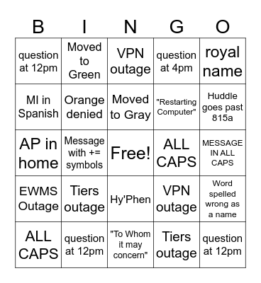 random Bingo Card