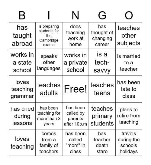 Untitled Bingo Card