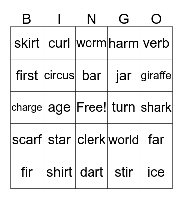 2nd Grade Bingo Card
