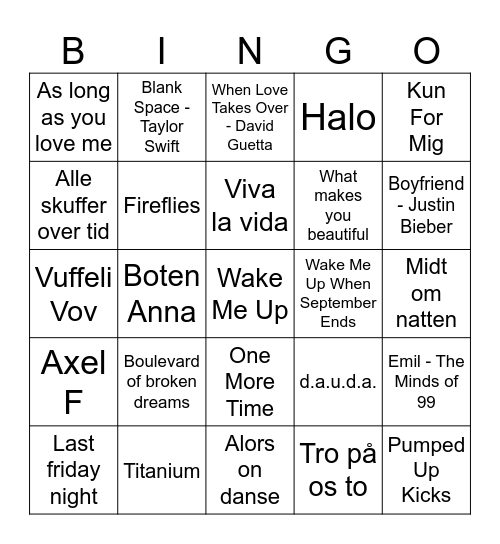 MUSIK BINGO Card