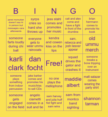 Alumni Band 2023 Bingo Card