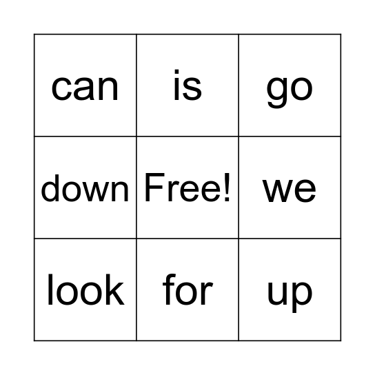 WORD BINGO Card