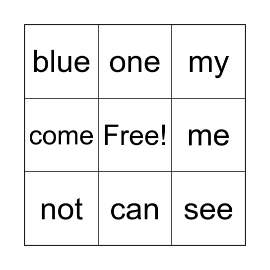 WORD BINGO Card