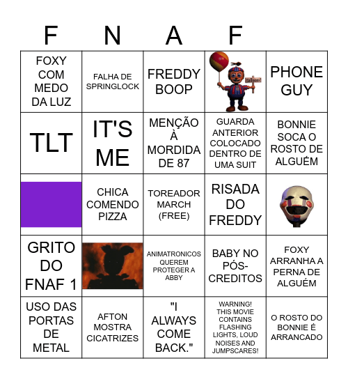 FNAF MOVIE Bingo Card