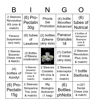 Take Jeff's Money! Bingo Card