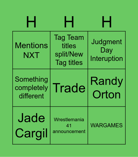 What will happen during HHH's announcement (10/13/23) Bingo Card