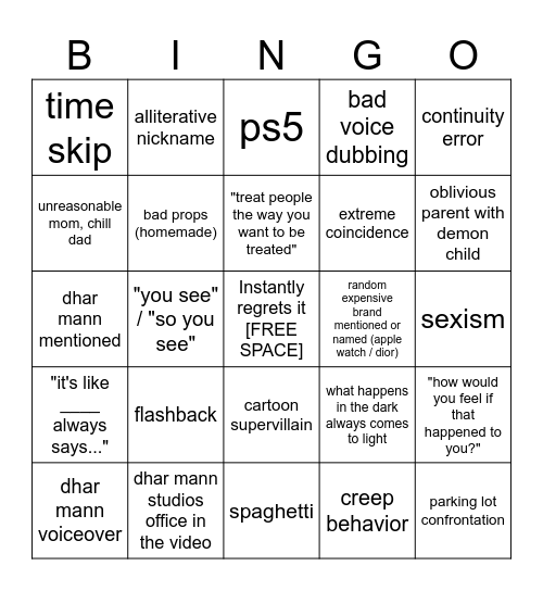 Dhar Mann Bingo v4 Bingo Card