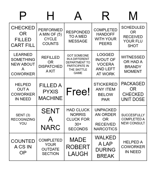 PHARMACY WEEK Bingo Card