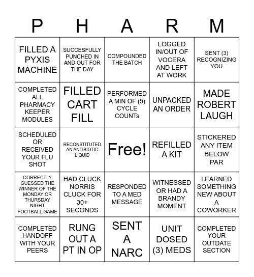 PHARMACY WEEK Bingo Card