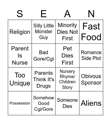 Horror Movie Bingo Card