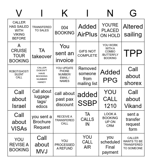 VIKING Bingo Card