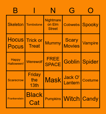 Halloween Bingo Card