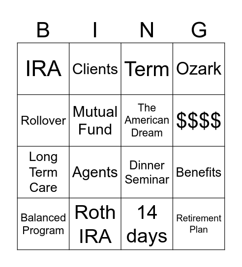 Ozark Bingo Card