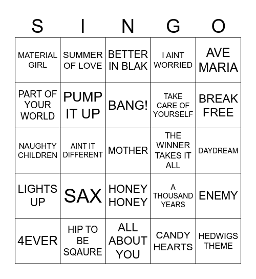 858 DANCE CONSTRUCT DARWIN Bingo Card