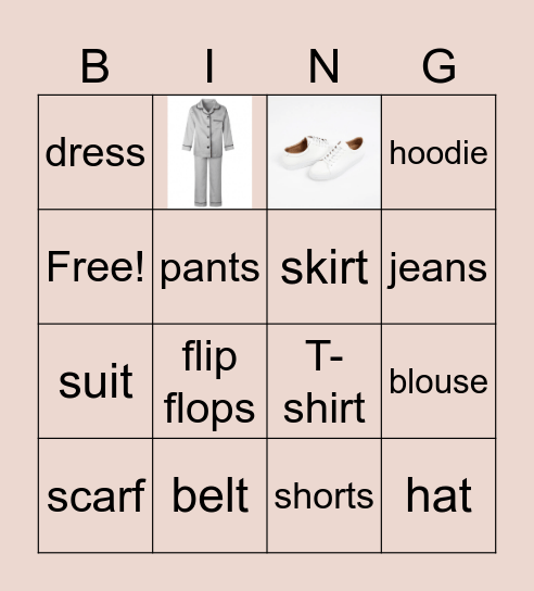 clothes Bingo Card