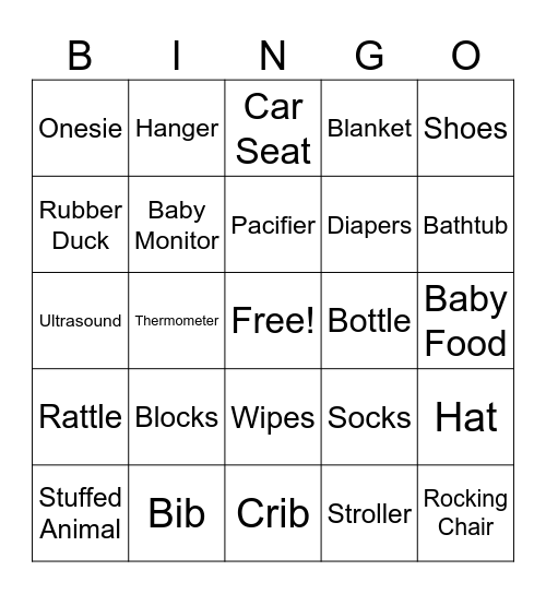 MVP Baby Shower Bingo Card