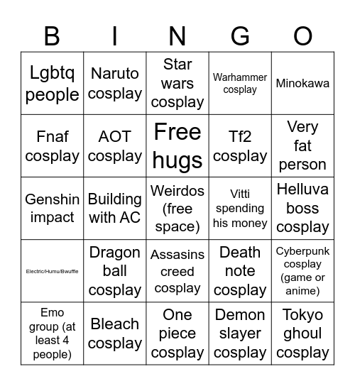 Mondocon Bingo Card