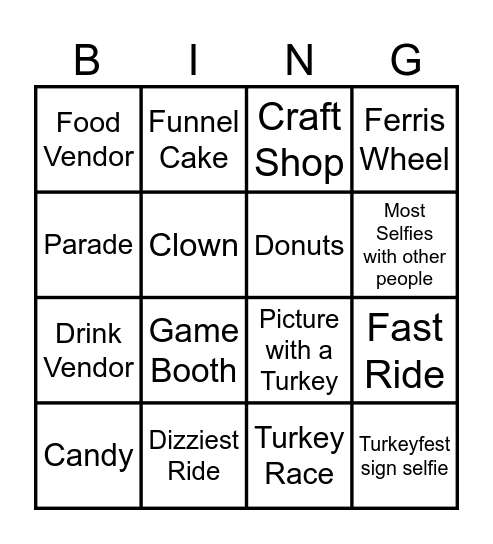 Turkey fest Bingo Card