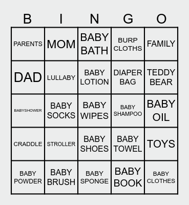 BABY BINGO CHALLENGE Bingo Card