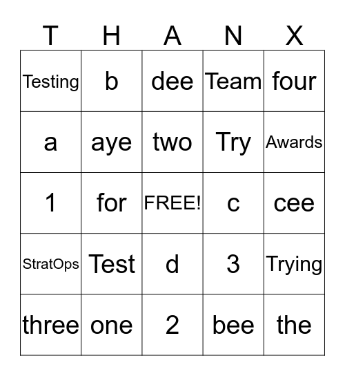 Strategic Operations Recognition Bingo 2012 Bingo Card